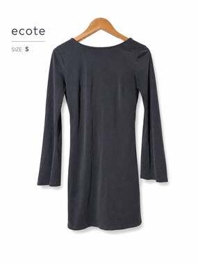 Ecote Black Modal Knit Long Sleeve Tunic Dress Size Small Stretch Boho Casual